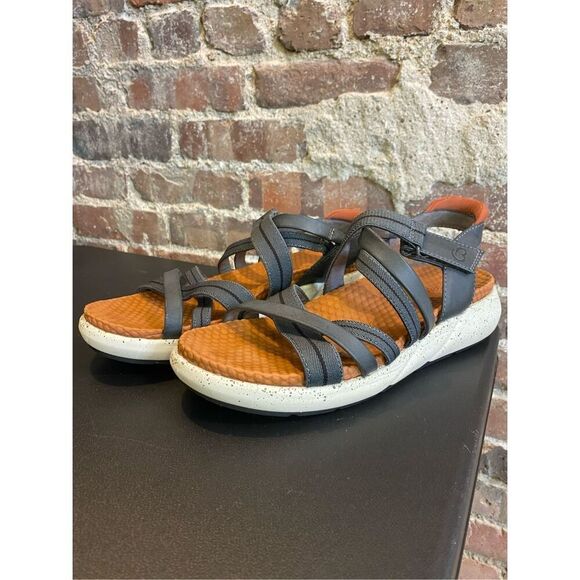 BARETRAPS • Gracee Gray/Conac Orange/White Foam Sole Strappy Hook/Loop Closure O - Picture 3 of 13